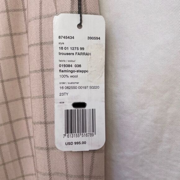 Akris flamingo pink wool plaid check Farrah trouser pants size 6 - Picture 5 of 13